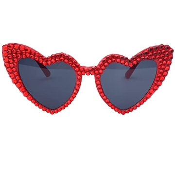 mincl Cute Women Heart Sunglasses – Fashion Shiny Bling Diamond Sunglasses UV Protection