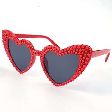 mincl Heart Sunglasses – Shiny Bling Diamond UV Protection