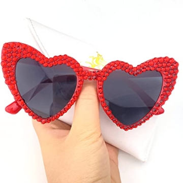 mincl Heart Sunglasses – Shiny Bling Diamond UV Protection