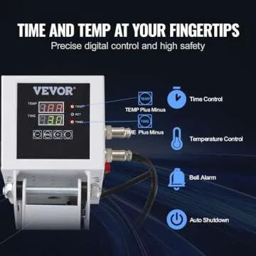 VEVOR Heat Press, 15x15 Power Heat Press Machine, Fast Heating, High Pressure Heat Press Machine for T-Shirt, Digital Industrial Sublimation Printer for Heat Transfer Vinyl, Easy to Use, White