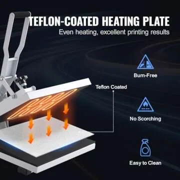 VEVOR Heat Press, 15x15 Power Heat Press Machine, Fast Heating, High Pressure Heat Press Machine for T-Shirt, Digital Industrial Sublimation Printer for Heat Transfer Vinyl, Easy to Use, White