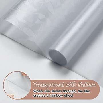 Haton Window Privacy Film, Stained Glass Rainbow Film Decorative Window Clings, Static Cling Sun Blocking Stickers Decals Coverings Tint for Home Heat Control, Non-Adhesive 17.5" x 78.7"