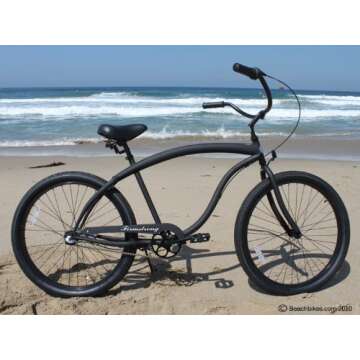 Firmstrong Bruiser Men's Beach Cruiser Bike, 3 Speed Hybrid Bicycle, 26 Inch Wheels, Matte Black wit...