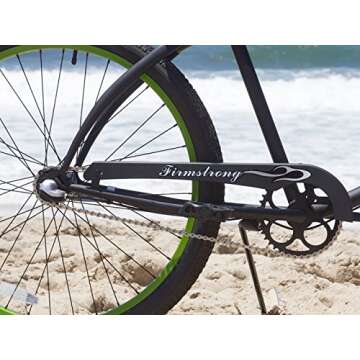 Firmstrong Bruiser Men's Beach Cruiser Bike, 3 Speed Hybrid Bicycle, 26 Inch Wheels, Matte Black with Green Rims