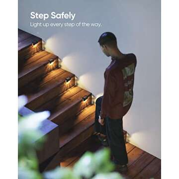 JACKYLED Solar Deck Lights 16 Pack Solar Fence Light Solar Powered Outdoor Step Light IP65 Waterproof LED Solar Pathway Light for Deck Fence Railing Garden Patio StairYard, Black