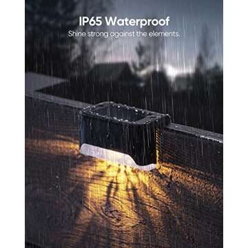 JACKYLED Solar Deck Lights 16 Pack Solar Fence Light Solar Powered Outdoor Step Light IP65 Waterproof LED Solar Pathway Light for Deck Fence Railing Garden Patio StairYard, Black