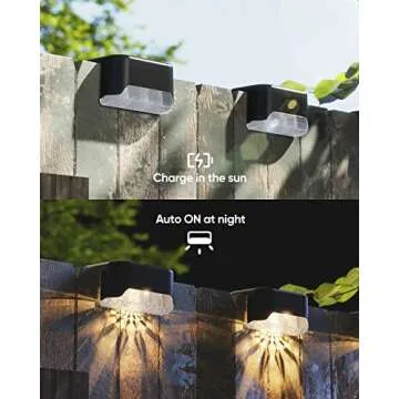 JACKYLED Solar Deck Lights 16 Pack Solar Fence Light Solar Powered Outdoor Step Light IP65 Waterproof LED Solar Pathway Light for Deck Fence Railing Garden Patio StairYard, Black