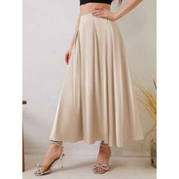 Satin Skirt Maxi Skirt Midi Skirt Silk Skirt Maxi Skirts for Women High Waisted Skirt Satin Skirts for Women Long Skirts for Women Trendy Plus Size Skirt A-Line Midi Skirts Champagne