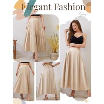 Satin Skirt Maxi Skirt Midi Skirt Silk Skirt Maxi Skirts for Women High Waisted Skirt Satin Skirts for Women Long Skirts for Women Trendy Plus Size Skirt A-Line Midi Skirts Champagne