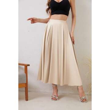 Satin Skirt Maxi Skirt Midi Skirt Silk Skirt Maxi Skirts for Women High Waisted Skirt Satin Skirts for Women Long Skirts for Women Trendy Plus Size Skirt A-Line Midi Skirts Champagne