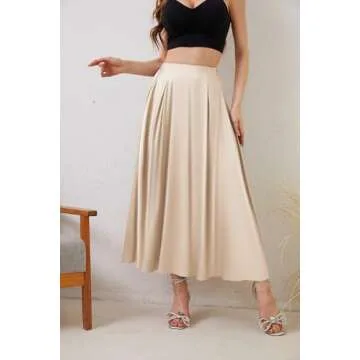 Satin Skirt Maxi Skirt Midi Skirt Silk Skirt Maxi Skirts for Women High Waisted Skirt Satin Skirts for Women Long Skirts for Women Trendy Plus Size Skirt A-Line Midi Skirts Champagne