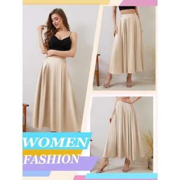 Satin Skirt Maxi Skirt Midi Skirt Silk Skirt Maxi Skirts for Women High Waisted Skirt Satin Skirts for Women Long Skirts for Women Trendy Plus Size Skirt A-Line Midi Skirts Champagne