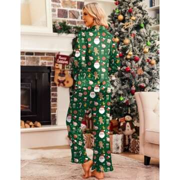 Ekouaer Silk Satin Pajamas Set Womens Long Sleepwear Button Down 2 Piece Classic Soft Loungewear Pjs Set (Christmas Green, Large)