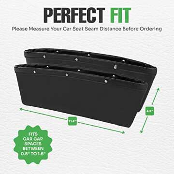 lebogner 2 Pack Car Seat Gap Filler Premium PU Full Leather Seat Console Organizer, Car Pocket Organizer, Car Interior Accessories, Car Seat Side Drop Caddy Catcher