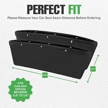 lebogner 2 Pack Car Seat Gap Filler Premium PU Full Leather Seat Console Organizer, Car Pocket Organizer, Car Interior Accessories, Car Seat Side Drop Caddy Catcher