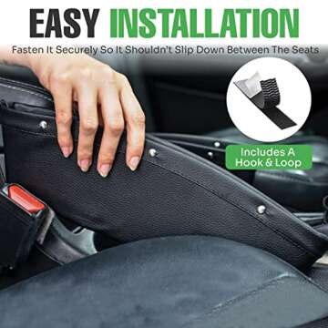 lebogner 2 Pack Car Seat Gap Filler Premium PU Full Leather Seat Console Organizer, Car Pocket Organizer, Car Interior Accessories, Car Seat Side Drop Caddy Catcher