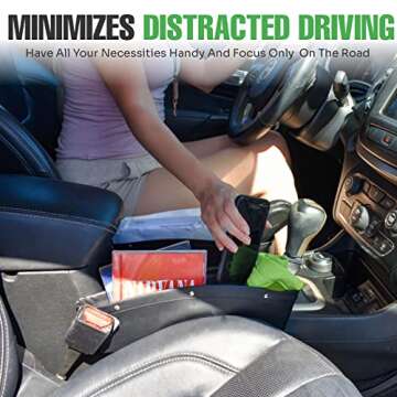 lebogner 2 Pack Car Seat Gap Filler Premium PU Full Leather Seat Console Organizer, Car Pocket Organizer, Car Interior Accessories, Car Seat Side Drop Caddy Catcher