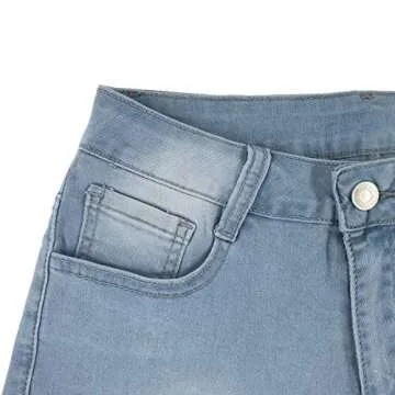 vanberfia Women's High Waist Denim Jean Raw Hem Ripped Shorts with Pockets (JS2019DK006-1, XL)