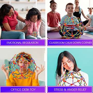 ArtCreativity Expandable Breathing Ball - Hoberman Sphere - Expanding Collapsible Ball from 6"-12" - Stress Reliever Fidget Toy for Yoga, Anxiety, Relaxation, Autistic Children - Party Favor