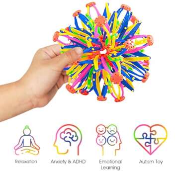 ArtCreativity Expandable Breathing Ball - Hoberman Sphere - Expanding Collapsible Ball from 6"-12" - Stress Reliever Fidget Toy for Yoga, Anxiety, Relaxation, Autistic Children - Party Favor