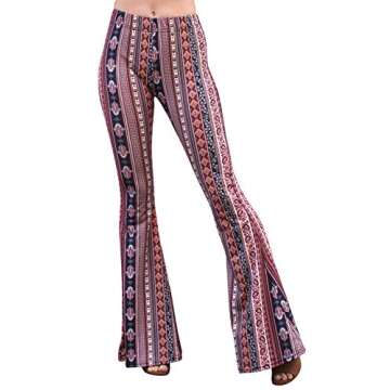 Daisy Del Sol High Waist Comfy Stretch Boho 70s Bell Bottom Fit to Flare Lounge Yoga Pants (Small, M...