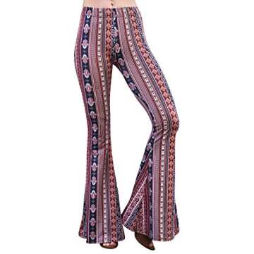 Daisy Del Sol High Waist Comfy Stretch Boho 70s Bell Bottom Fit to Flare Lounge Yoga Pants (Small, Marsala)