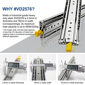 VADANIA Heavy Duty Drawer Slides with Locking Feature