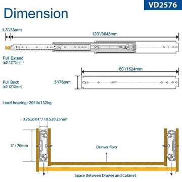 VADANIA Heavy Duty Drawer Slides with Locking Feature