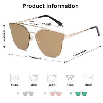 SOJOS Fashion Cateye Reflective Sunglasses Mirrored For Women Trendy Designer Style Flat Lenses SO SHINE SJ1100 with Gold Frame/Gold Mirrored Lens