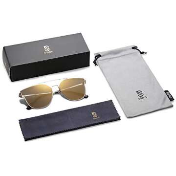 SOJOS Fashion Cateye Reflective Sunglasses Mirrored For Women Trendy Designer Style Flat Lenses SO SHINE SJ1100 with Gold Frame/Gold Mirrored Lens