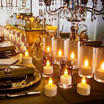 SoulBay Rechargeable Tea Lights with Remote, 6pcs LED Electric Flameless Flickering Candles with Timer & USB Cable for Home Lantern Table Party Bedroom Holiday Decorations, No Battery Needed