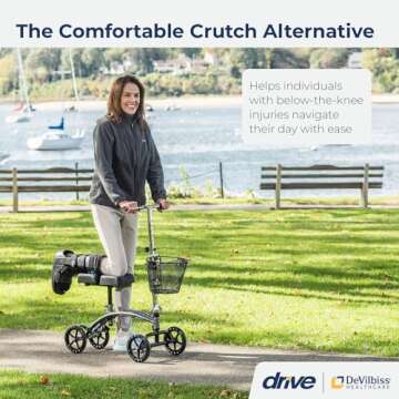 Drive Medical 796 Adjustable Height Steerable Knee Walker Knee Scooter Leg Walker Crutch Alternative...