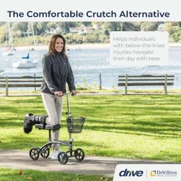 Drive Medical 796 Adjustable Height Steerable Knee Walker Knee Scooter Leg Walker Crutch Alternative...