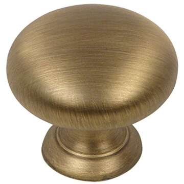 Cosmas 25 Pack 4950BAB Brushed Antique Brass Cabinet Hardware Round Mushroom Knob - 1-1/4" Diameter