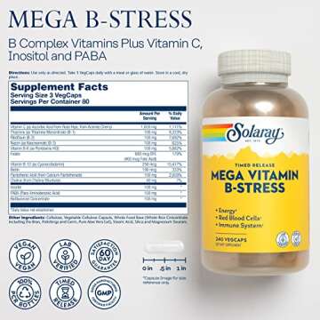 SOLARAY Mega Vitamin B-Stress - Timed Release Vitamin B Complex w/Vitamin B12, B6, Folic Acid, VIT. ...