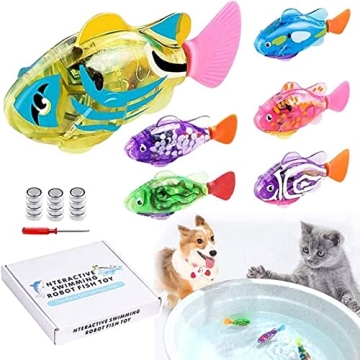 LAVIZO LED Robot Fish Toys for Pets - Interactive Swimming Fun