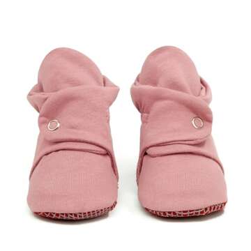 Ella Bonna Organic Cotton Baby Booties 12-18 Months Newborn Baby Socks Slipper Toddler Shoes, Infant Girl Booties, Boy Socks, Dusty Rose