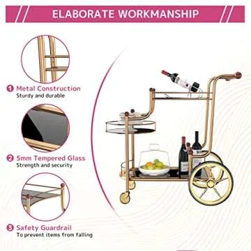 Stylish Acme Lacy Serving Cart in Gold and Black