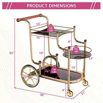 Stylish Acme Lacy Serving Cart in Gold and Black
