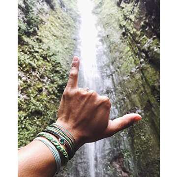 Pura Vida Solid Seafoam Bracelet - Handcrafted with Iron-Coated Copper Charm - Wax-Coated, 100% Waterproof