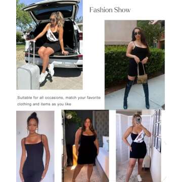 Popilush Shapewear Dress Mini Casual Summer Dresses for Women Slim Fit Short Bodycon Party Club Spag...