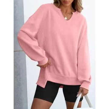 Cozy ANRABESS Women's Oversized V-Neck Sweatshirt for Casual Winter Wear