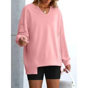 ANRABESS Oversized V-Neck Sweatshirt for Cozy Style