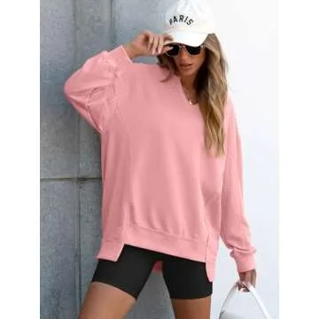 ANRABESS Oversized V-Neck Sweatshirt for Cozy Style