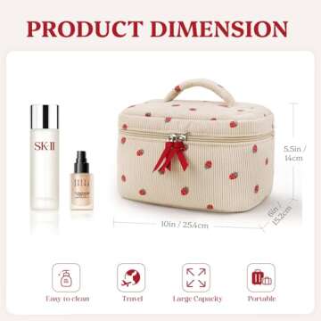 Prite Travel Quilted Makeup Bag for Women - Floral Design