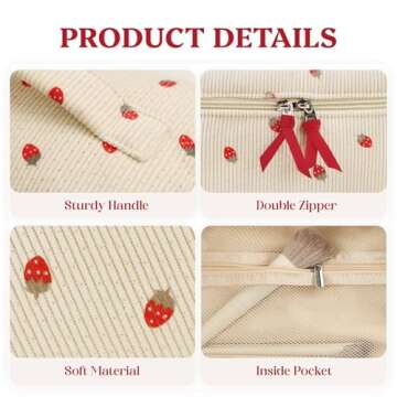 Prite Travel Quilted Makeup Bag for Women - Floral Design