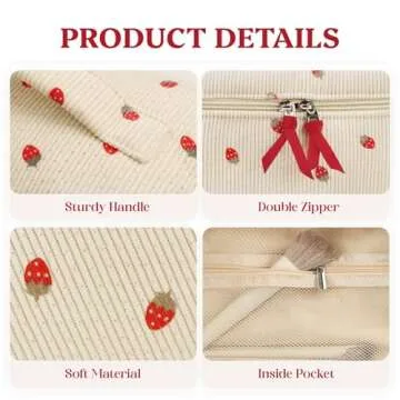 Prite Travel Quilted Makeup Bag for Women - Floral Design