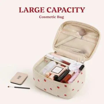 Prite Travel Quilted Makeup Bag for Women - Floral Design