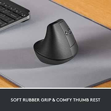 Logitech Lift Vertical Ergonomic Mouse, Wireless, Bluetooth or Logi Bolt USB receiver, Quiet clicks,...