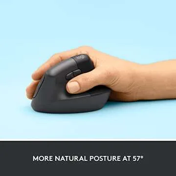 Logitech Lift Vertical Ergonomic Mouse, Wireless, Bluetooth or Logi Bolt USB receiver, Quiet clicks, 4 buttons, compatible with Windows/macOS/iPadOS, Laptop, PC - Graphite